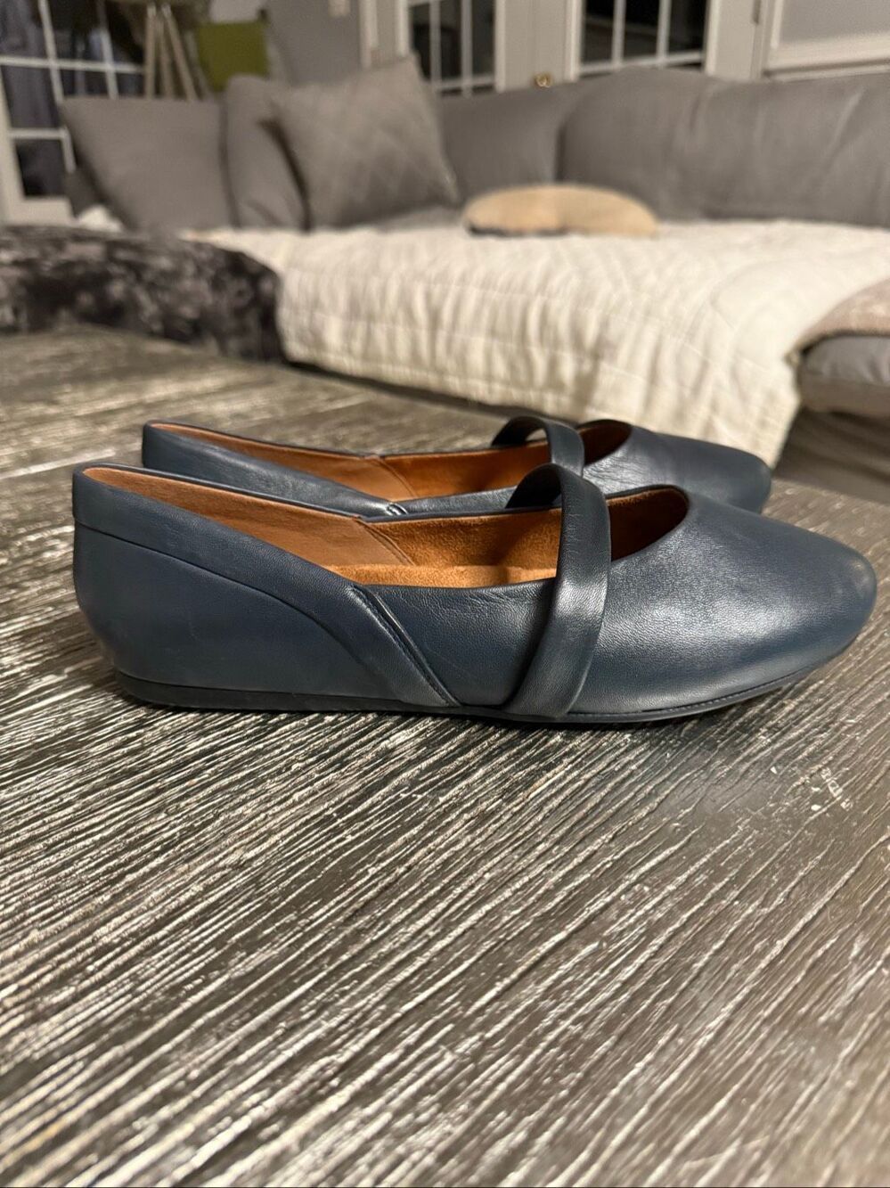 Softwalk Blue Samara Mary Jane Leather Flats sz 7.5 NWOB